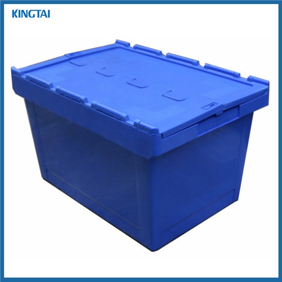 600*400*340mm Plastic Moving Crate with Attached Lid